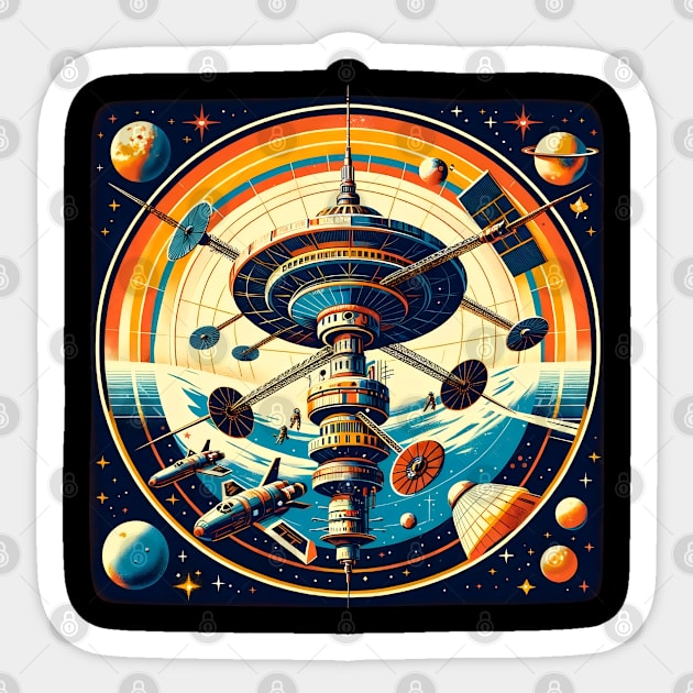 Orbital Command Space Station Tee Sticker by Graphic Wonders Emporium